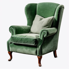 photography of a green armchair isolated on a transparent background created with Generative Ai