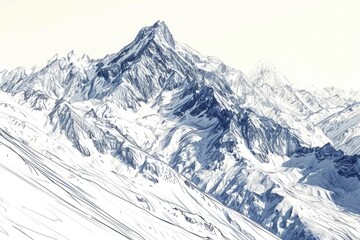 Poster - A drawing of a snow covered mountain range. Can be used as a background image or for nature-themed projects