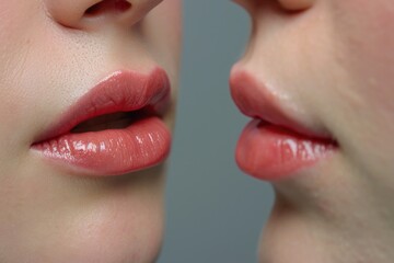 Poster - A detailed close-up of a person's lips and nose. This image can be used for various purposes