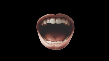 open close mouth collage animation, cut out crumpled paper, montage motion graphics