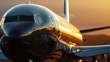 Aufkleber - A massive jetliner parked on the airport tarmac. Suitable for travel and transportation concepts