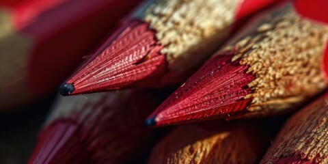 Poster - A close up view of a bunch of red pencils. This image can be used for various purposes