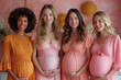 Diverse group of happy pregnant women