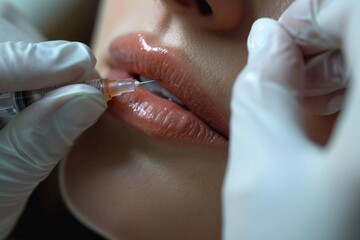 Poster - A close-up shot of a person receiving an injection. This image can be used to illustrate medical procedures or healthcare concepts
