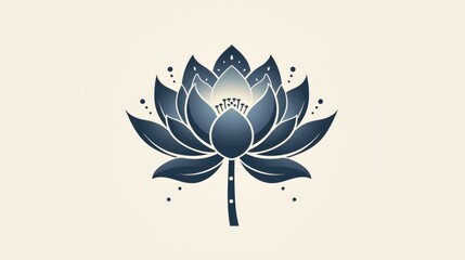 Aufkleber - a blue lotus flower on a white background.