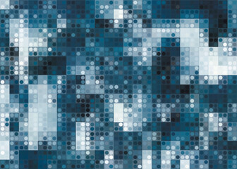 Wall Mural - blue white digital abstract pixel vector image falling snow