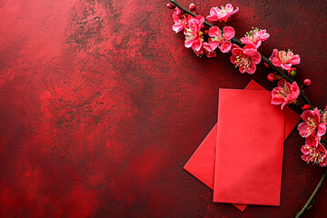 red envelops with golden inserts, common present for lunar chinese new year celebrations,good luck concept