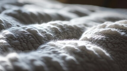 Poster - A detailed view of a blanket laid on a bed. Perfect for showcasing comfort and coziness in home decor or interior design projects