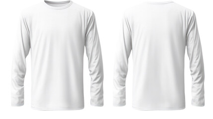 Wall Mural - White t shirt front and back view. Transparent background. PNG