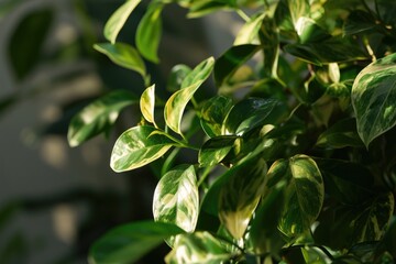 Aufkleber - A close up view of a plant with vibrant green leaves. This image can be used to showcase the beauty of nature or as a background for various projects