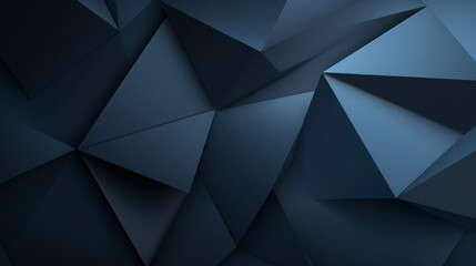 Wall Mural - Closeup of geometric shapes as dark blue triangles in layers 3d pattern, abstract modern web design, background texture