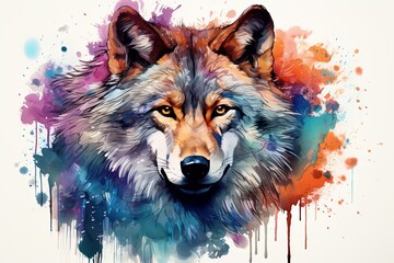 Naklejka na meble Watercolor wolf clipart on white background