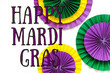 Mardi gras.Holidays mardi gras masquarade, venetian mask fan over purple background. view above,mardi gras background copy space Happy Mardi Gras . Fat Tuesday carnival texture golden,green purple