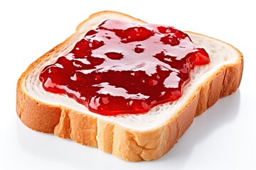 Wall Mural - Toasted bread with sweet jam on white background