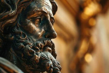 Poster - A statue of a man with a beard. Suitable for various uses