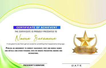 Capture success with this professional certificate of achievement design, Featuring elegant fonts and sleek graphics, it embodies excellence and accomplishment in just one image.