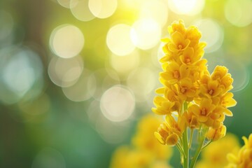 Canvas Print - A close-up view of a bunch of yellow flowers. Perfect for adding a touch of brightness and beauty to any project