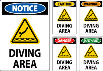 Wall Mural - Water Safety Sign Caution - Diving Area