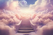 Staircase leading to heaven. Conceptual image. Generative Ai