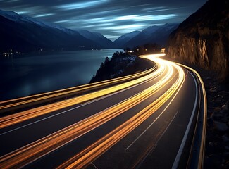 car driving on the highway at night