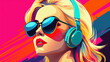 © pierre - Colorful Retro Chic: Vibrant Background with a Young Woman in Pop Art Style