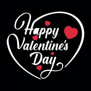 Happy Valentines Day typography poster with handwritten calligraphy text, isolated on white background. Vector Illustration - Vector