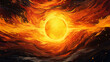 Hand drawn beautiful illustration of the burning sun in the sky
