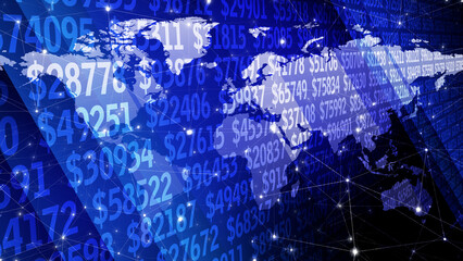 Dollar changing and world map global finance concept of digital money with dollars as background showcasing exchange rate, asset value, and financial investment opportunities