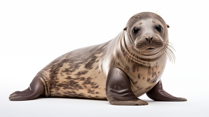 photograph baby sea lion in white background