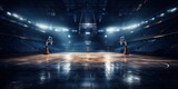 Fototapeta Sport - Empty basketball arena, stadium, sports ground with flashlights and fan sits