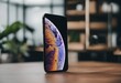 Smartphone similar to iphone xs max with blank white screen for Infographic Global Business Marketing