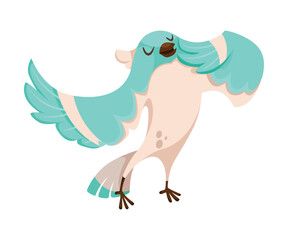 Wall Mural - Cute Bird with Feathers Singing Song Vector Illustration