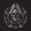 skull grim reaper biker logo