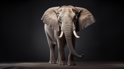 Wall Mural - Asia elephant isolated in dark background