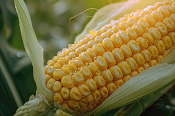 Aufkleber - A detailed view of a corn cob on its stalk. Perfect for agricultural, farming, or nature-themed projects
