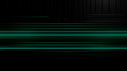 Poster - Dark simple futuristic abstract background with green neon lights.