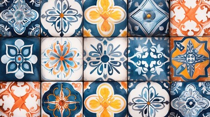 Poster - A close-up shot of a variety of different colored tiles. Perfect for adding a pop of color to any design project