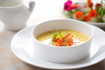 Sticker - bisque in white bowl with lobster claw garnish