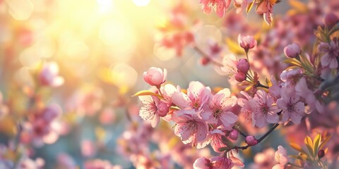 Poster - A close-up view of a bunch of flowers on a tree. Perfect for nature and botanical themes