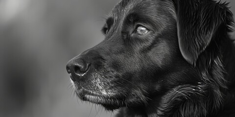 Poster - A black and white photo of a dog. Suitable for various applications