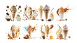 different types of ice cream on a white background