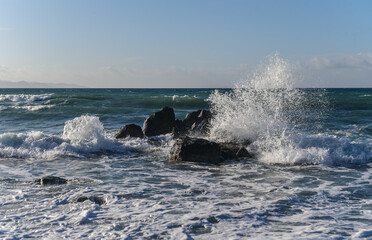 winter Mediterranean sea on the island of Cyprus 2