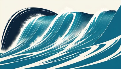 Poster - great ocean wave: a classic japanese style illustration