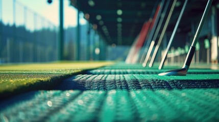 Poster - A detailed view of a golf ball on a smooth putting green. Perfect for golf enthusiasts or sports-related designs
