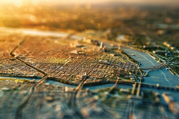 Poster - A detailed model of a city displayed on a table. Perfect for urban planning, architectural design, or educational purposes