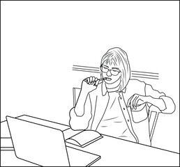 Leinwandbilder - continuous line drawing of professional young business man using digital mobile phone tablet computer working and writing work plan in personal notebook isolated on white background