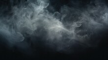 Abstract Smoke Moves On A Black Background, Abstract Texture, Cloud Of Smoke, White Smoke On A Black Background