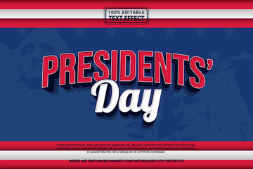 Fototapete - Editable text effect Presidents' day 3d cartoon template stlye modren premium vector
