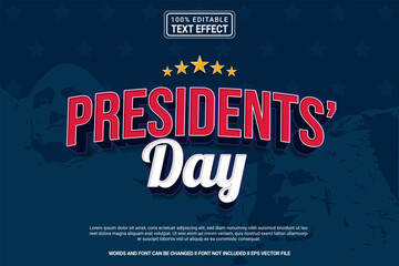 Aufkleber - Editable text effect Presidents' day 3d cartoon template stlye modren premium vector