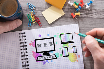 Wall Mural - web design concept on a notepad